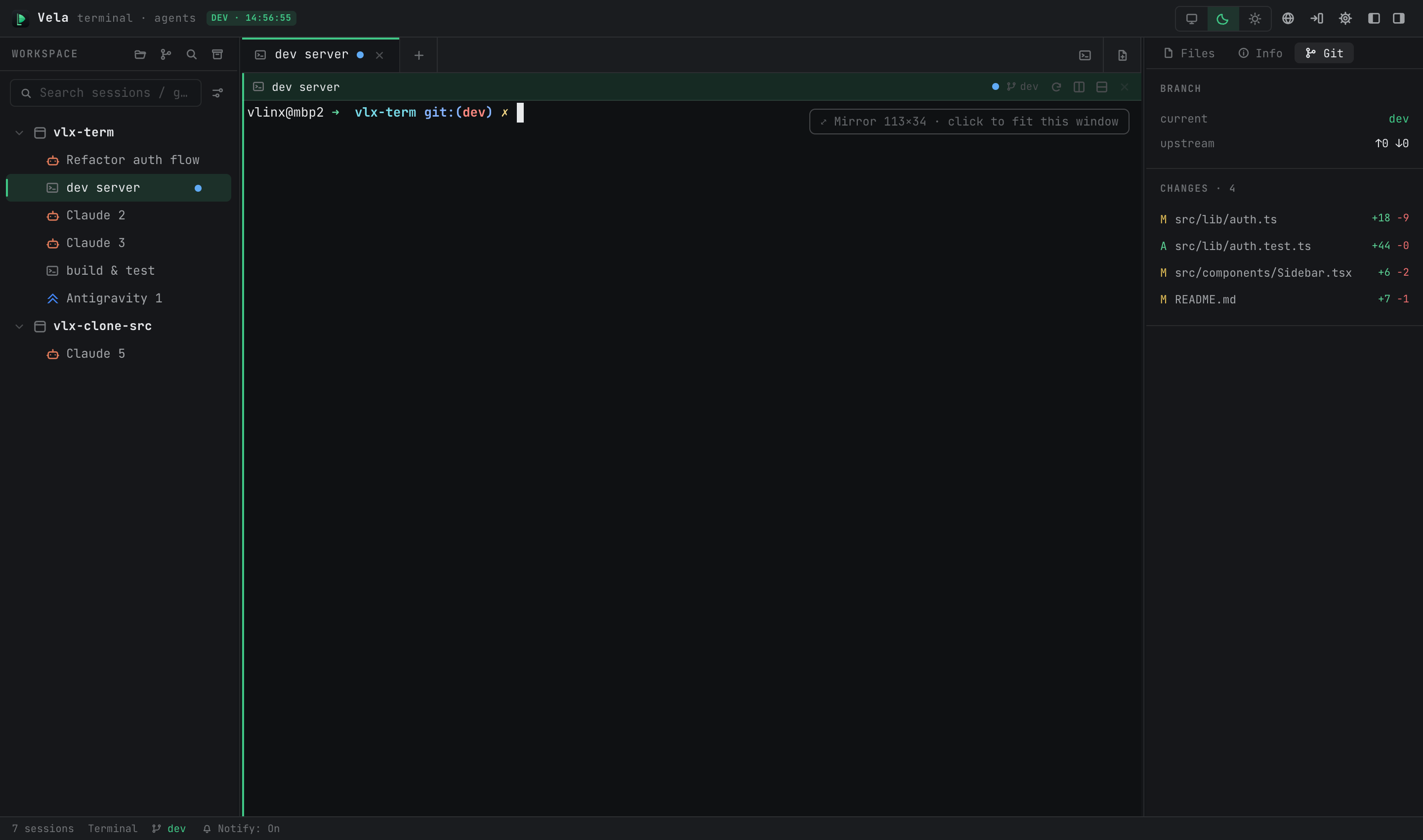 Main UI in the browser