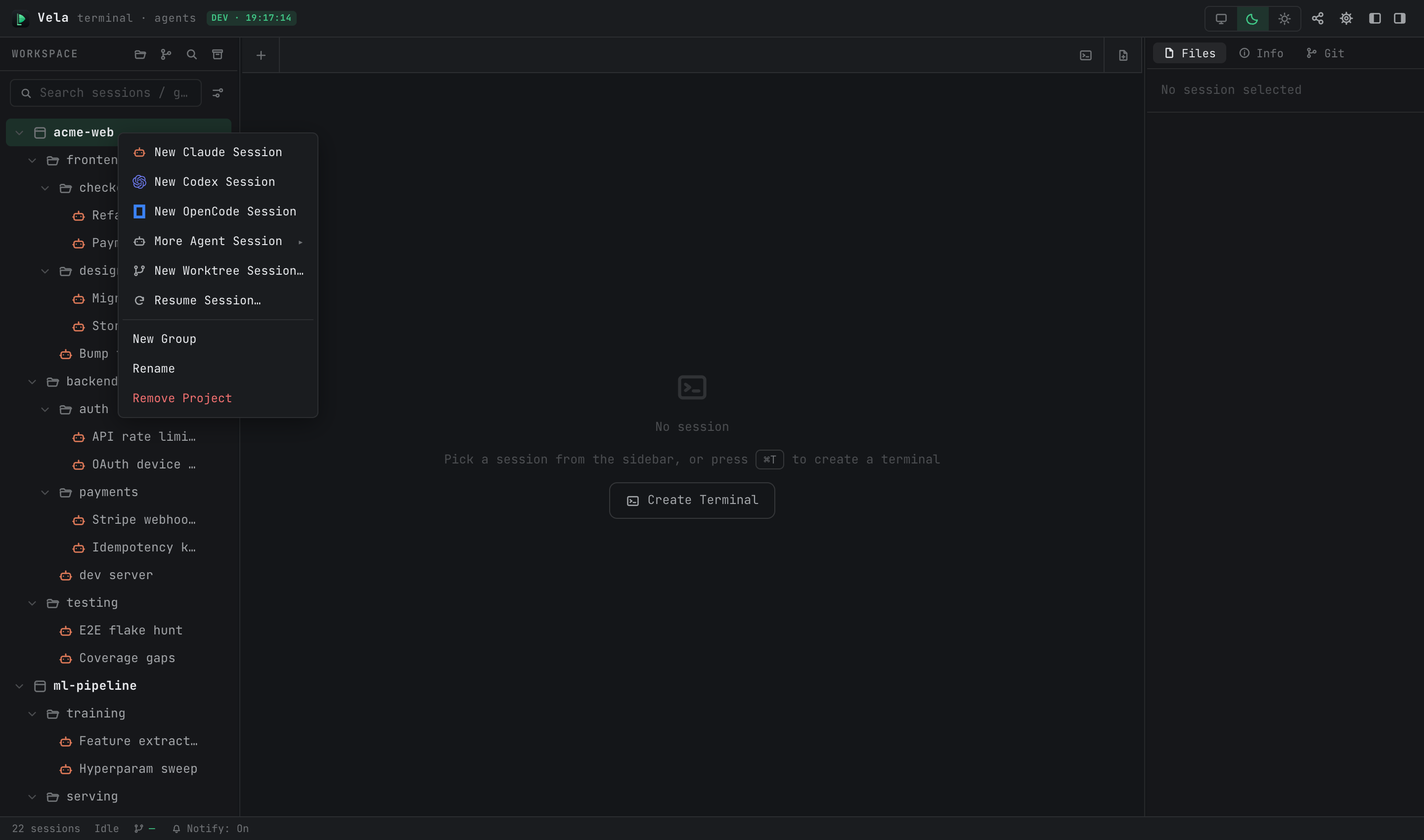 Project context menu