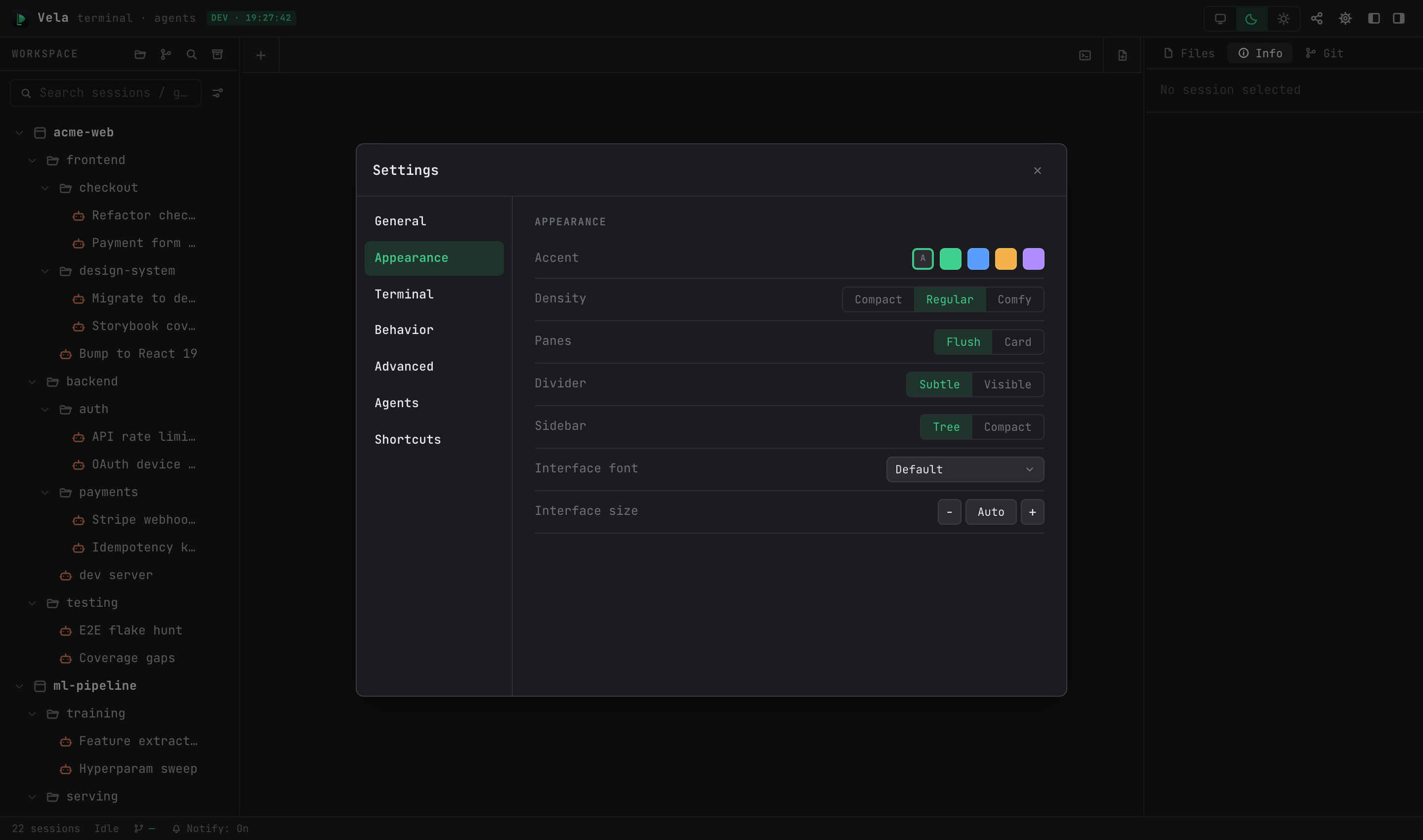 Settings · Appearance